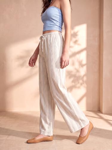 Image of PURVAJA Women's Comfort Wide Leg Full Length Flat-Front Printed Trouser