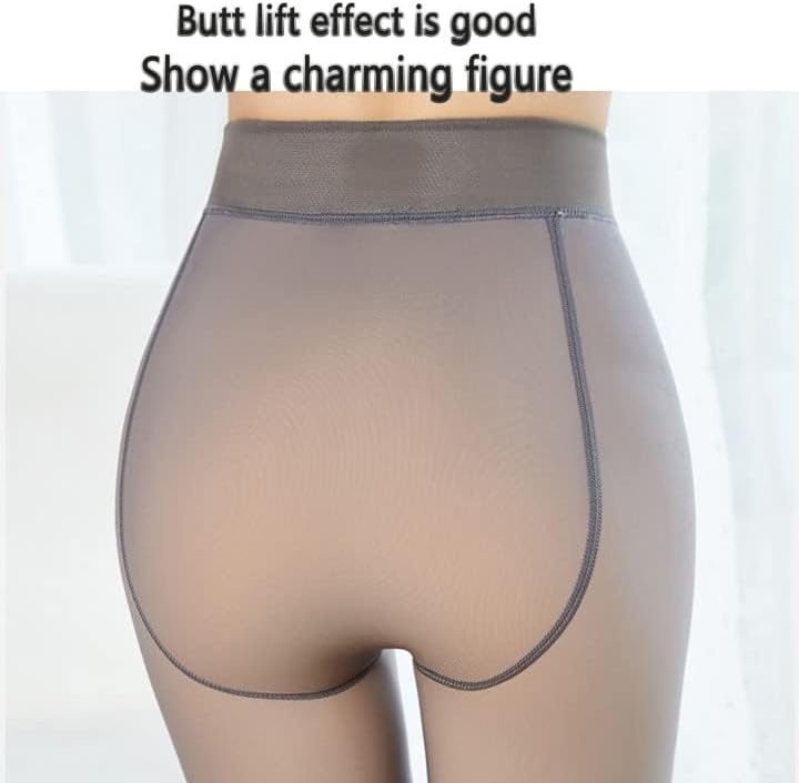 Vista 3 de Diameleo Mallas de invierno con forro polar translúcido, mallas de invierno de forro polar translúcido falso, mallas transparentes de forro polar