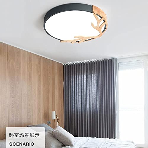 Plafonnier moderne en bois ultra-mince blanc 50cm éclairage LED - 4