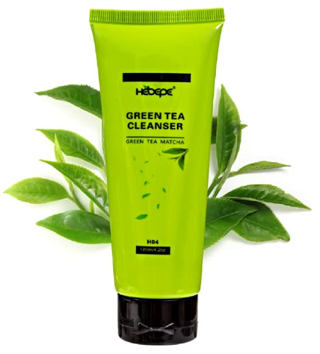 Hebepe Green Tea Matcha Moisturizing Daily Facial Cleanser, Face Wash with Collagen, Vitamin C, Vitamin E, Citrus Peel Extract, Natural Antioxidant Hydrating Cleansing Foam