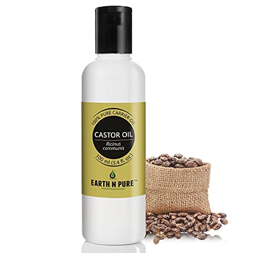 Image of Earth N Pure Castor Oil (Arandi Oil) Cold Pressed, Natural, Therapeutic Grade for Hair Growth, Nails, Eyelash 100 ml