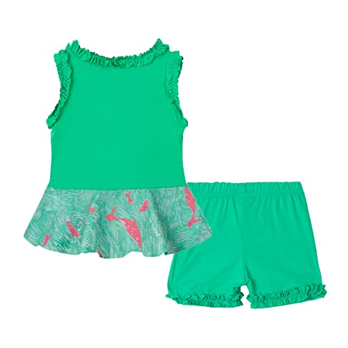 Littlespring Little Girls Summer Outfit Beach Flared Sundress And Shorts Set Green Size 6T #TOP1