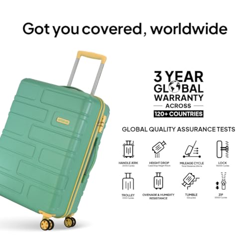 Image of American Tourister Bricklane+ | Medium Size Check-in Trolley Bag (69 cm) | 360 8 Wheel Travel Luggage | Hard Case Polycarbonate (PC) Suitcase |Mounted Combination Lock | Emerald Green