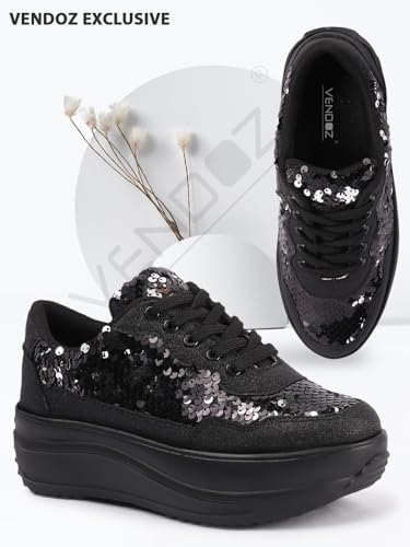 Image of Vendoz Women Casual High Heel Sneakers I Cushioned Insole I All Day Comfortable I Lightweight and Stylish Shoes for Girls CNV4026