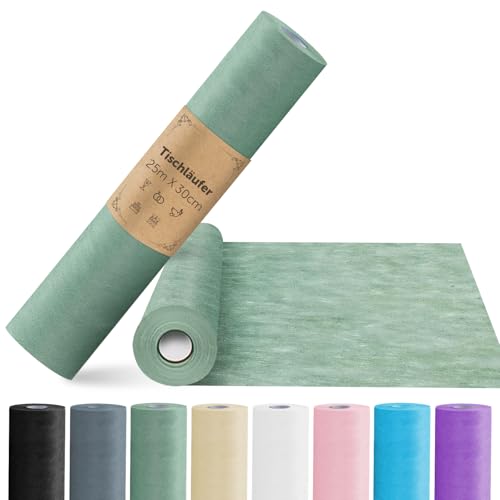 aboveBed Chemin de Table Vert Eucalyptus en Non-tissé, 30 cm x 25 m Décoration de Table pour Mariage, Baptêmes, Communions, Anniversaires