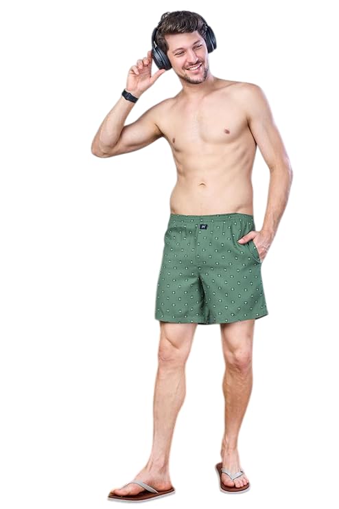 Cotton Men’s Regular Fit Printed Boxer Shorts with Waistband