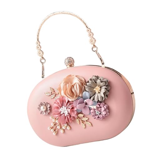 Sac de soirée floral haut de gamme Morain rose chic avec bandoulière en chaîne