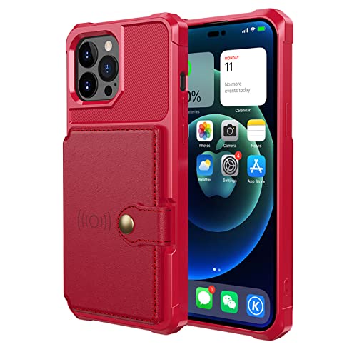 Étui iPhone 13 Mini portefeuille magnétique en cuir rouge anti-chute