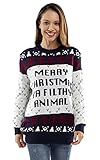 Unisex Women's Ugly Christmas Sweater Knitted Funny Fairisle Pullover Blue/White, X-Large
