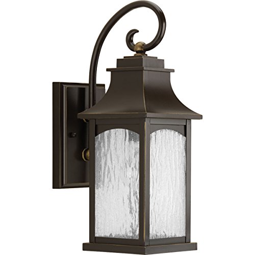Maison Collection 1-Light Water Seeded Glass Farmhouse Outdoor Small Wall Lantern Light Oil Rubbed Bronze