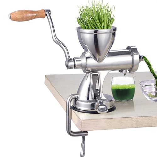 OSPSHPG Manual Wheatgrass Juicer, Household Stainless Steel Wheatgrass Squeezer with 5-Stage Spiral Design, 2 Fixing Methods, Removable Easy to Cleaning, for Celery Aloe Vera Cabbage Pear Grape