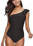 Mode Badeanzug mit Volant Oberteil
