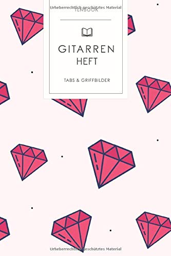 Gitarrenheft: Pinke Diamanten. 120 Seiten für Tabs mit schönem Design. Soft Cover 6x9 Zoll, ca. DIN A5 15x22cm.