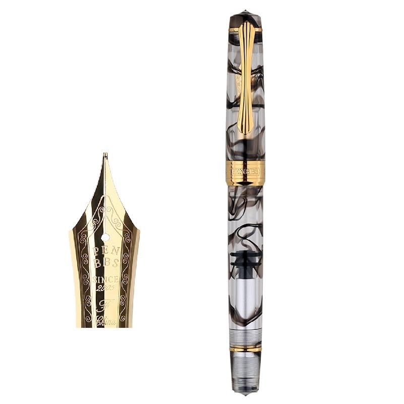 Stylo plume à piston INFRI en acrylique transparent avec une grande capacité d'encre