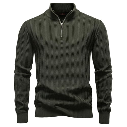 Pull à rayures jacquard col montant demi-zippé homme automne