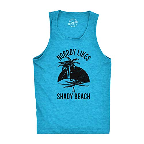 Crazy Dog T-Shirts Men's Heather Turquoise Tank Top, XXL