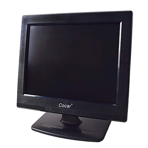 Image of Cocar CCTV Monitor, 12 inch LCD Security Monitor HDMI VGA AV & BNC 4:3 HD Computer Display LCD Screen with 2 Built-in Speakers USB Drive Player for Home /Store Surveillance Camera STB PC