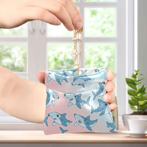 Cartoon Hammerhead Sharks Coin Purse Leather Pouch Change Purse, Squeeze Coin Pouch for Cards, Keys & Lipsticks, Unisex4