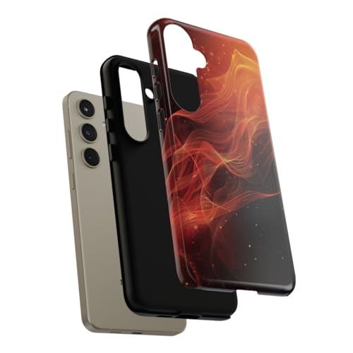 Coque Samsung S24 Plus rigide brillante Abstrait Vagues orange - 4