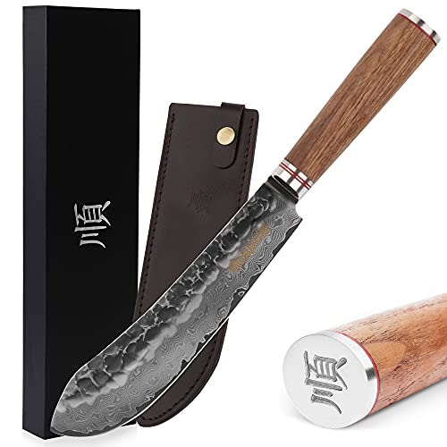 Yousunlong Cuchillo De Carnicero Pro Cuchillo De Chef 8 Pulgadas - Japonés Vg10 Damasco - Mango De Madera De Nogal Yousunlong Cuchillo De Carnicero Pro Cuchillo De Chef 8 Pulgadas - Japonés Vg10 Damasco - Mango De Madera De Nogal