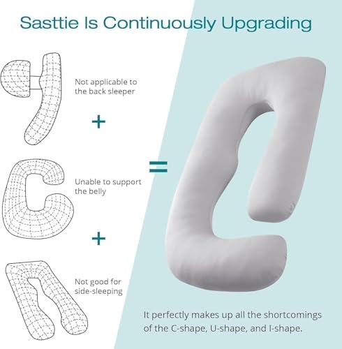 Image of ZZZhen Pregnancy Pillow for Sleeping, G Shaped Maternity Pillow - 56 Inch with Grey Microfiber Removable Cover, Multi- Use and Support Back, Hips, Legs, Belly for Pregnant Women Sleeping