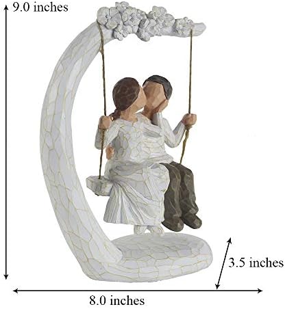 NAAG Romantic Couple Figurines in Love, 9Inch Hand Painted Sweet Loving Together Couple Sculpture to Remember Beautiful Moment - Best Gift for Valentine's Day, Wedding Anniversary,Weddings
