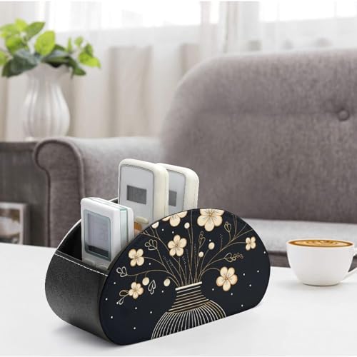 Support télécommande TV cuir synthétique 5 compartiments accessoires - 5
