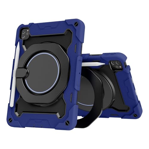 Coque iPad Air 4 2020 bleu foncé avec anneau support rigide antichoc