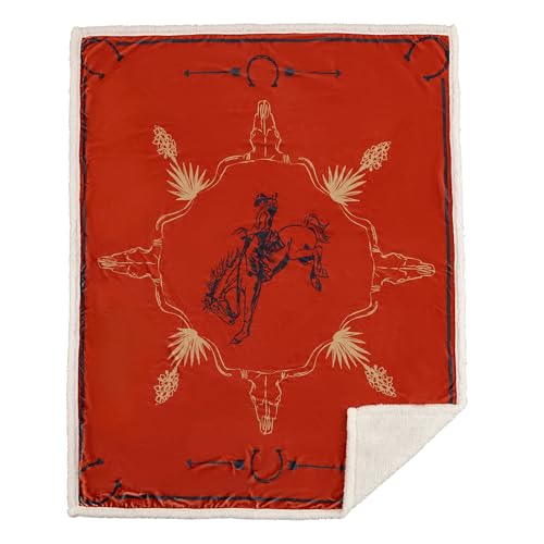 Image of Paseo Road Indigo Hill by HiEnd Accents Marfa 54x68 Orange Throw Blanket