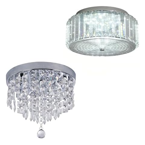 Deckrico Ceiling Lights LED Crystal Chandeliers for Bedroom Chrome Chandelier Light Fixture Ceiling Mount Lighting for Hallway Closet Kitchen Cover