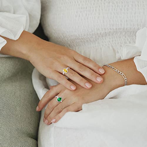 ChicSilver 925 Sterling Silver Heart/Round/Pear/Emerald Cut Birthstone Promise Ring for Women (withe Gift Box)2