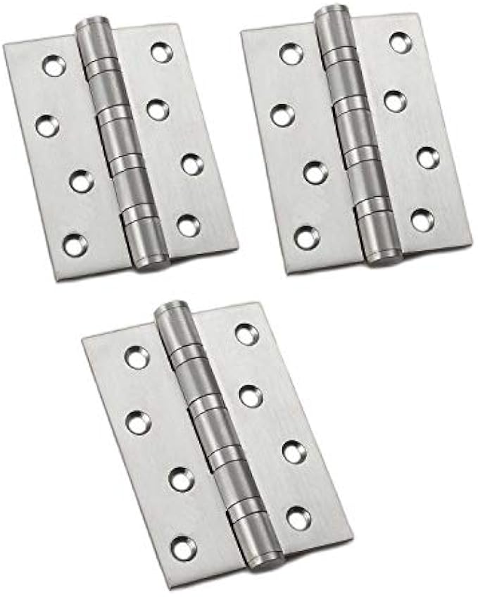 TOGU 4BB Stainless Steel 304 Ball Bearing Door Hinge 4-Inch x 3-Inch with 2.5mm Thickness Interior Door Hinges for Residential and Commercial Use,Wooden Doors,Metal Doors,Satin Nickel,3 Pack