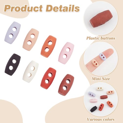 FINGERINSPIRE 64PCS Tiny Sewing Horn Toggle Buttons 15mm 2-Hole Mini Plastic Toggle Buttons 8 Colors Micro Olive Shape Sewing Buttons Small Coat Sewing Buttons for DIY Doll Coat Clothes Decoration - Image 4