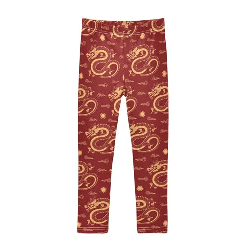 Girls Leggings Chinese Dragon Gold Toddler Girls Clothes Leggings for Girls Toddler Girls Leggings 3-4T