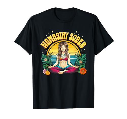 Namastay Sober Recovery Support Sobriety Mujer hawaiana Camiseta