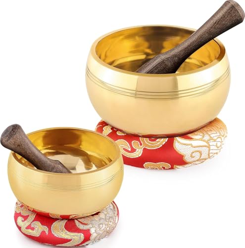 2-Pack Tibetan Singing Bowls Set - 100% Handmade in Nepal,