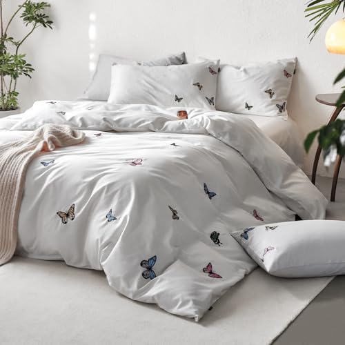 CASA FAB 掛け布団カバー 長繊維綿100% 高級コットンサテン 光沢があり肌触りの良い刺繍 寝具カバー 高密度生地300本 通気性・吸湿性・毛羽だちにくい シルクのような肌触り 高級で贅沢なホテルスタイル (セミダブル)