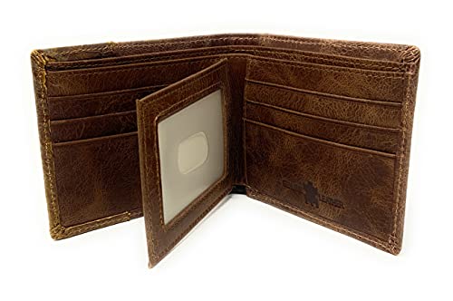 Western Genuine Woven Leather Cowhide Mens Bifold Short Wallet in Multi Emblem (Praying Cowboy)3