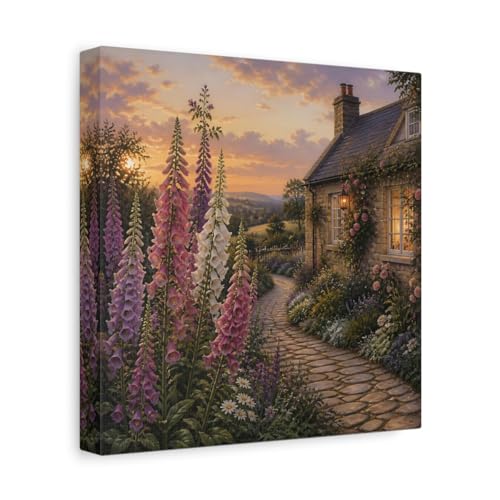 Décoration murale nature salon avec impression sur toile cottage rustique 25x25cm