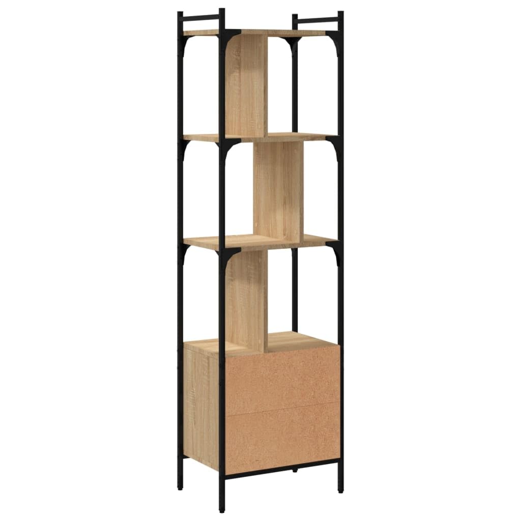 INLIFE Librería con puerta de roble Sonoma, 44,5 x 30 x 154,5 cm, material de madera, 18,8 kg, 833354