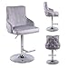 PS Global Tabouret de Bar pivotant avec Dossier Confortable et élégant à Bouton Profond - en Velours Peluche - avec vérin à gaz et Repose-Pieds en T