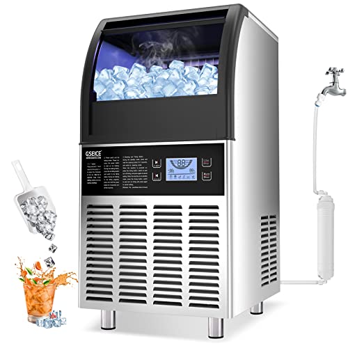 Gseice Commercial Ice Maker Machine,150Lbs/24H With 34Lbs Ice Storage Capacity, 20” Air Cooled Freestanding Ice Machine, Automatic Operation Self Clean Ice Cube Maker For Home Office Bar Restaurant #TOP22