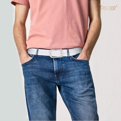 Image of JASGOOD Stretch Belt for Men, Men Women Elastic Woven Braided Belt 1 3 /8 Casual Belt Golf Belt for Jeans Pants