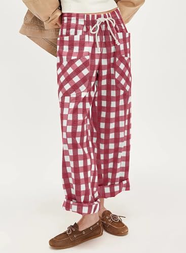 Image of Acelitt Women Checkered Pants with Pockets, S-XXL