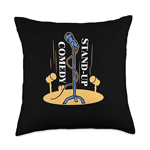 Stand Up Comedy Microphone Stage Comedian Gift Stand Up Comedy | Microphone Stage | Comedian Comic Throw Pillow, 18x18, Multicolor