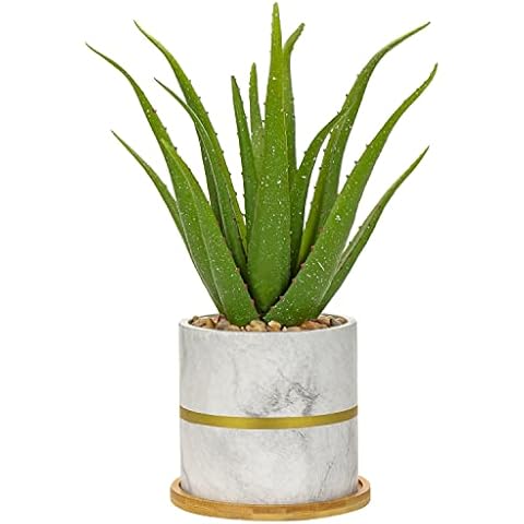 Briful 35CM Faux Aloe Vera Plant in Cement Pot Cover