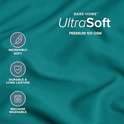Image of Bare Home Microfiber Bulk Pillow Cases - Standard /Queen Size Set of 4 - Cooling Pillowcases - Double Brushed - Emerald Pillowcases 4 Pack - Easy Care (Standard - 4 Pack, Emerald)