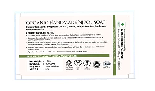 Image of Wellspring (Pack of 2) Nirol Natural Washing Laundry Soap Bar | Veg, Organic And Chemical Free| Baby Safe| For Sensitive Skin| Unscented Fragrance (240 Grams)