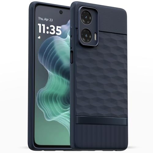 Image of Pikkme Back Cover for Moto G35 5G Camera Protection 3D Hexa Cube Design Silicone Protective Bumper Case (Blue)