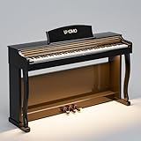 UMOMO U-732 88 Weighted Key Digital Piano with Adjustable Light, Hammer Action Electric Piano with Piano Stand, Full Size Electronic Piano Keyboard for Beginner, Adults, Glossy Black
